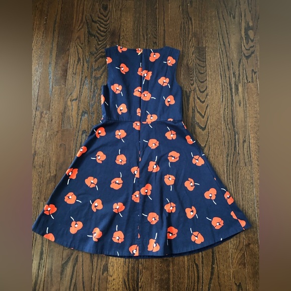 Draper James Women's 4 A-Line Navy Blue w/Orange Poppy Floral Sleeveless Dress - Picture 12 of 13